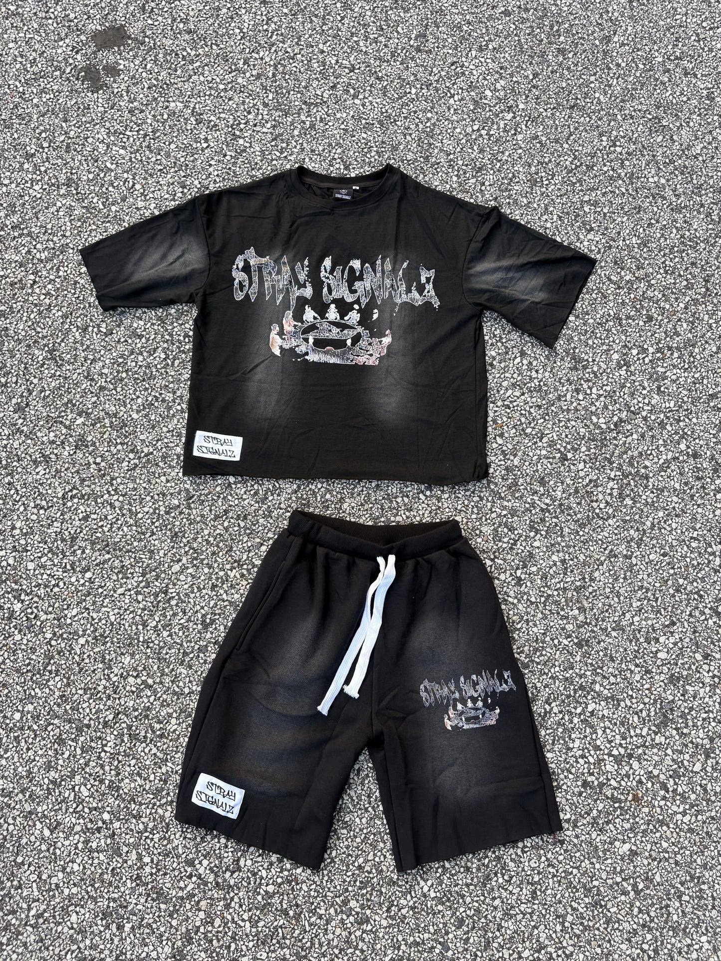 vintage inspired drop shoulder tee X shorts set