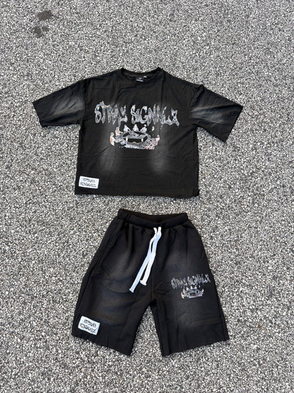 vintage inspired drop shoulder tee X shorts set