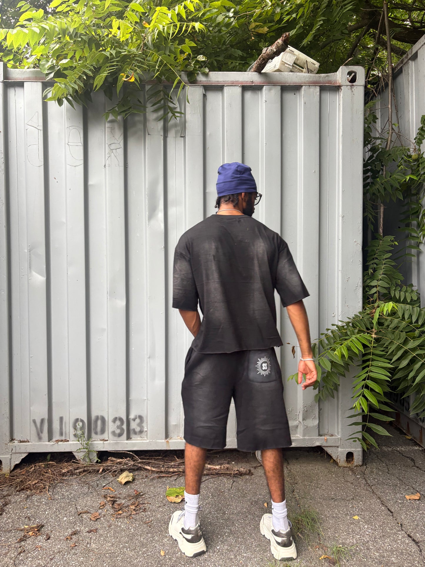 vintage inspired drop shoulder tee X shorts set